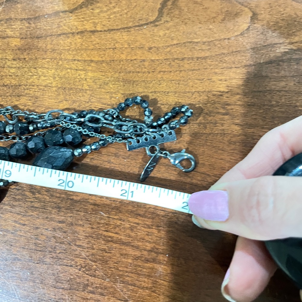 Black Beaded Layered Statement Accent Necklace - image 4